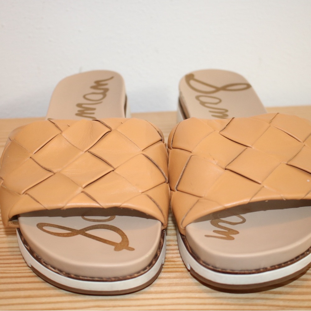 Sam Edelman Tan Woven Leather Slide Sandals size 7.5